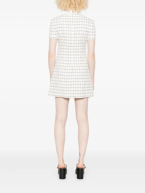 Self-Portrait checked button-detailed mini dress - White