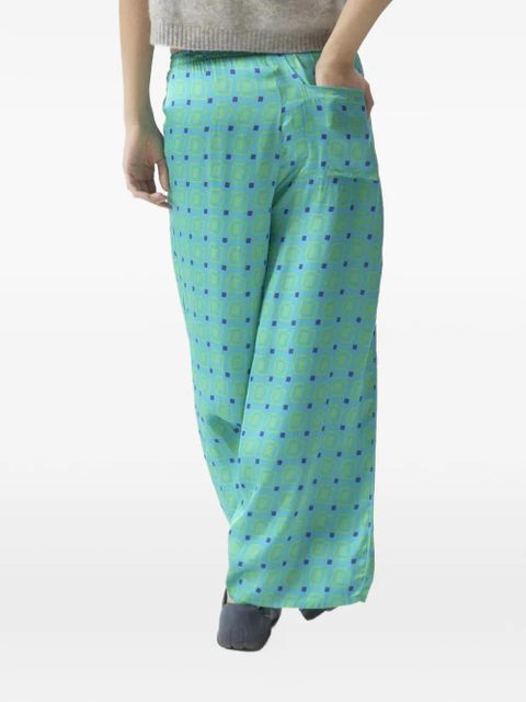 American Vintage Bovalow geometric-print elasticated-waist trousers - Blue