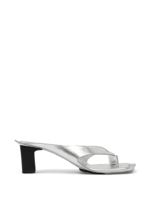 MM6 Maison Margiela laminated leather flip flops - Silver - zdjęcie produktu nr 1