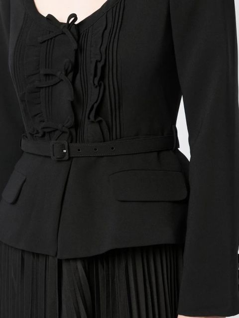 Self-Portrait ruched crepe midi dress - Black