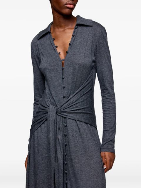 GANNI buttoned tie-waist maxi dress - Grey