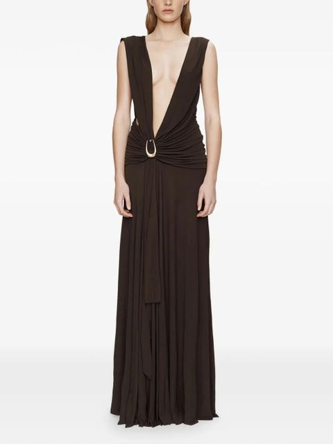 Christopher Esber stone pin drape maxi dress - Brown - zdjęcie produktu nr 1