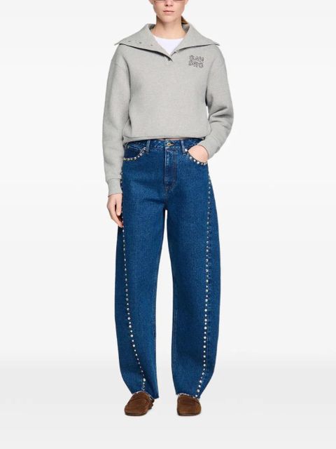 SANDRO rhinestone barrel trousers - Blue