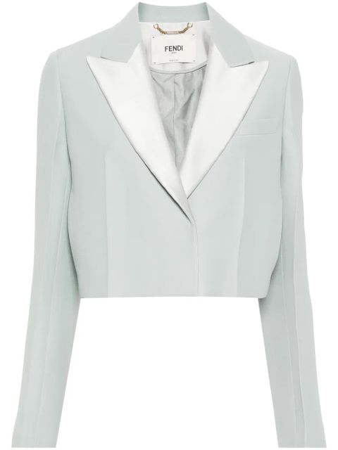 FENDI cropped contrast-panel blazer - Blue - zdjęcie produktu nr 1
