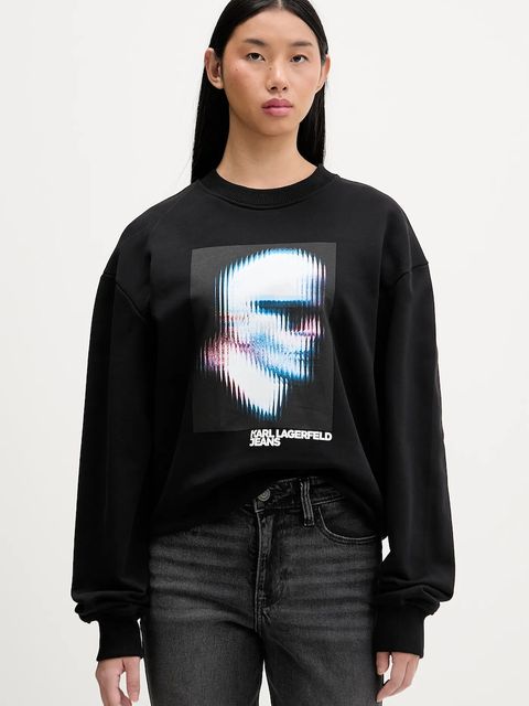 Karl Lagerfeld Jeans bluza bawełniana damska kolor czarny z nadrukiem B1W20049 - zdjęcie produktu nr 1