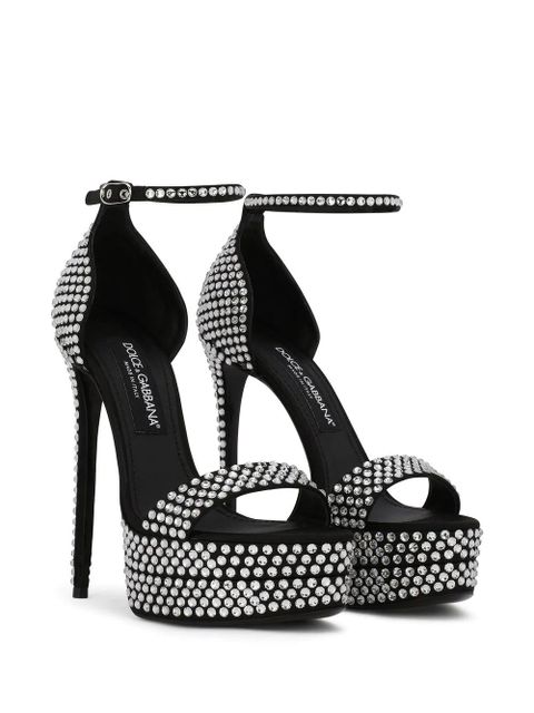 Dolce & Gabbana 145mm rhinestone-embellished platform sandals - Black