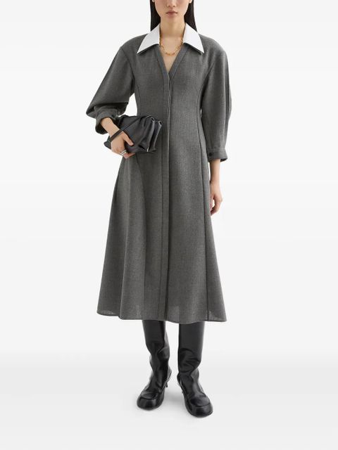 Jil Sander contrasting-collar midi dress - Grey - zdjęcie produktu nr 2