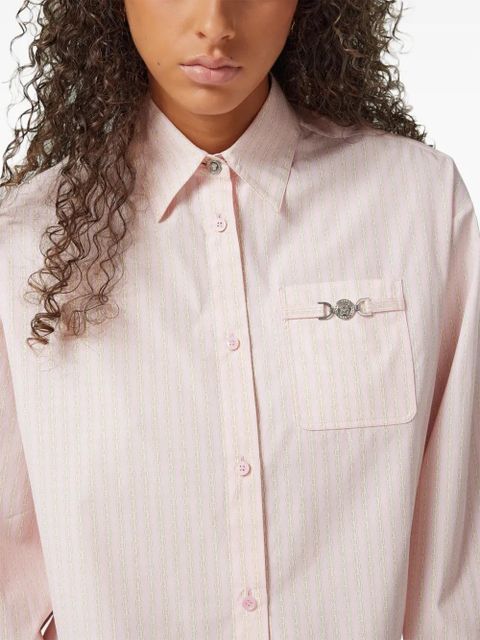 Versace Pinstripe Chain cropped shirt - Pink