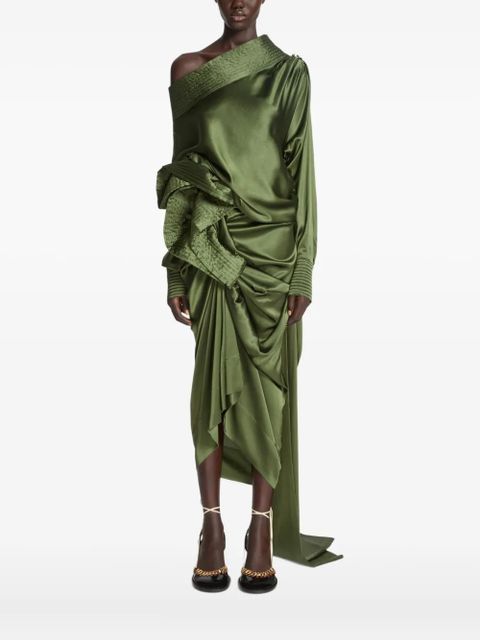 DRIES VAN NOTEN draped satin shirt - Green - zdjęcie produktu nr 2