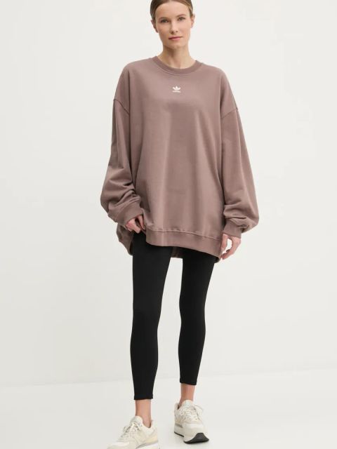 adidas Originals bluza Essential damska kolor brązowy gładka JD1982