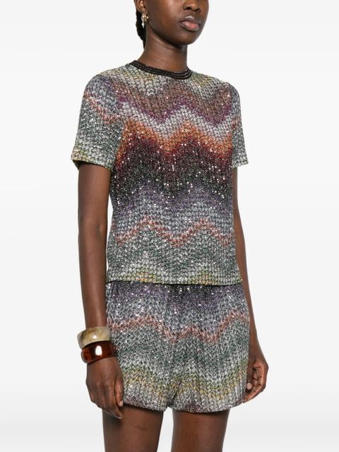 Missoni chevron embellished T-shirt - Orange