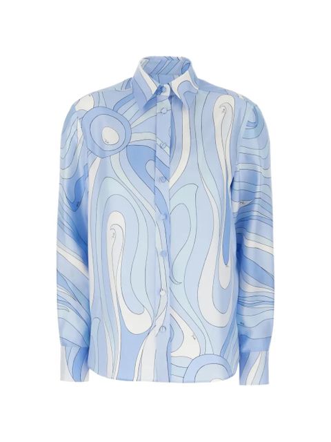 PUCCI marmo-print silk blouse - Blue - zdjęcie produktu nr 1