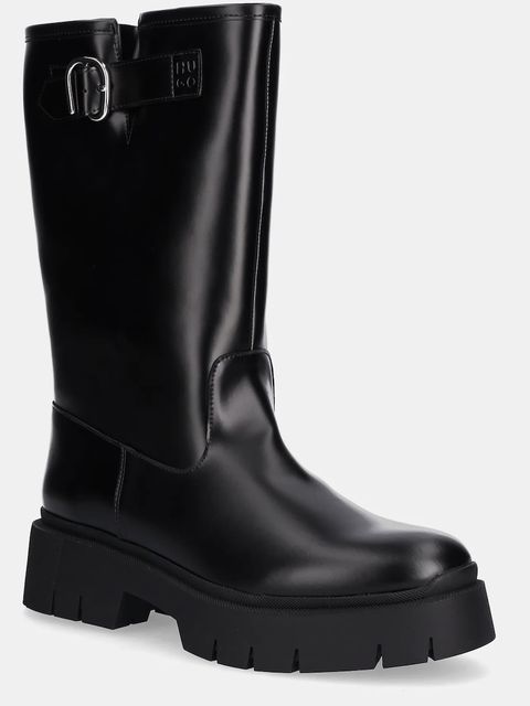 HUGO kozaki Kris damskie kolor czarny na płaskim obcasie 50552735 - zdjęcie produktu nr 1