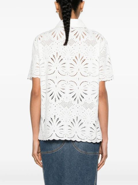 Self-Portrait broderie-anglaise cotton shirt - White