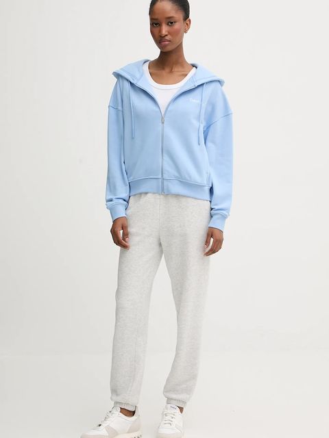 Calvin Klein Underwear bluza lounge damska kolor niebieski z kapturem gładka LV00QS7513