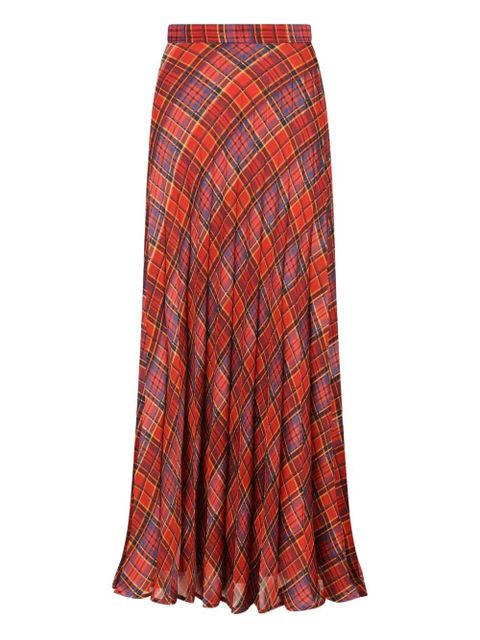 Saint Laurent pleated plaid-pattern skirt - Red - zdjęcie produktu nr 2