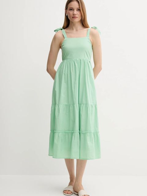 Pepe Jeans sukienka kolor zielony midi rozkloszowana PL953749 - zdjęcie produktu nr 1