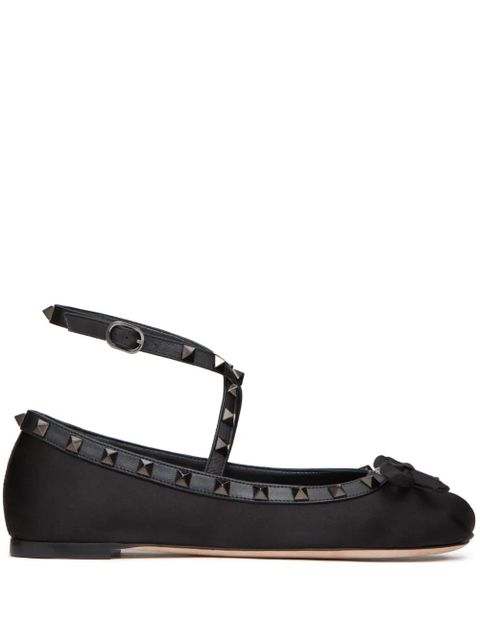Valentino Garavani Rockstud satin ballet flats - Black - zdjęcie produktu nr 1