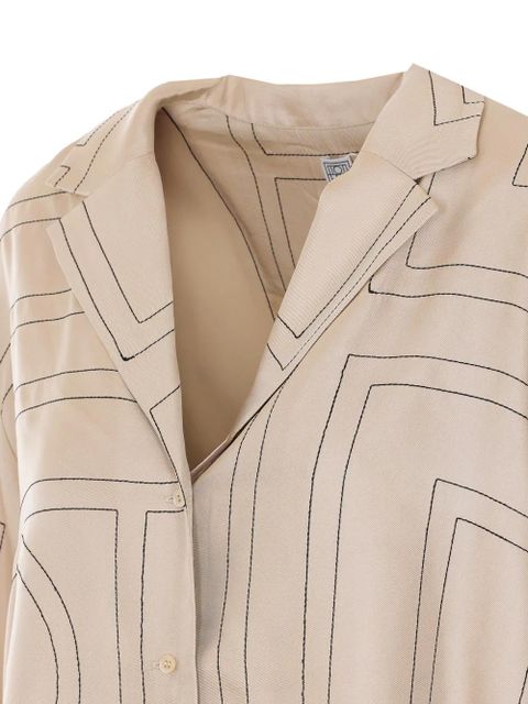 TOTEME monogram embroidered silk shirt - Neutrals