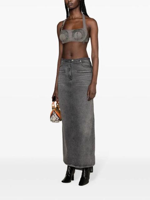 Marine Serre Regenerated camouflage-print bustier top - Grey