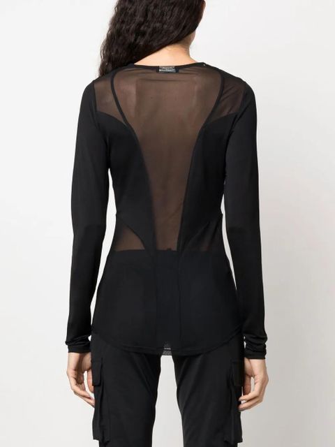 Balmain semi-sheer panelled top - Black