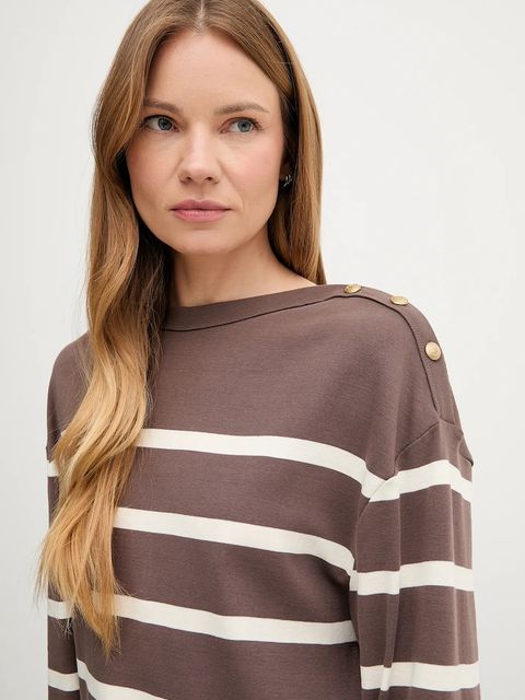 Tommy Hilfiger longsleeve bawełniany kolor brązowy WW0WW45760