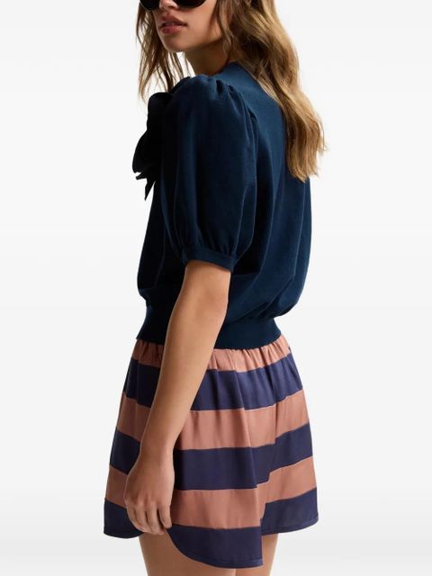 Essentiel Antwerp flower-brooch puffed-sleeve cardigan - Blue