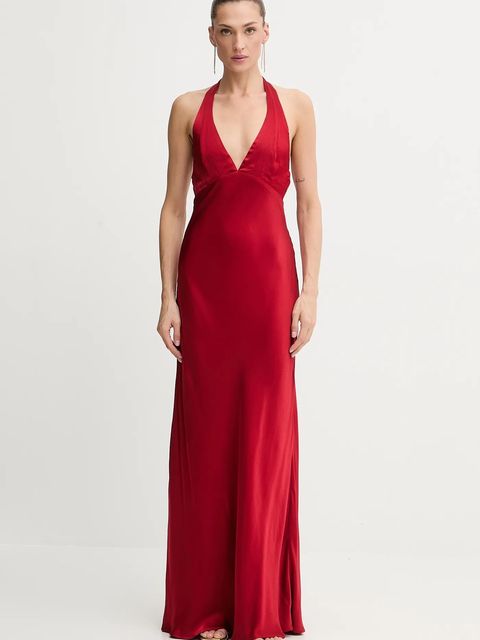 Bardot sukienka kolor czerwony maxi rozkloszowana 60125DB