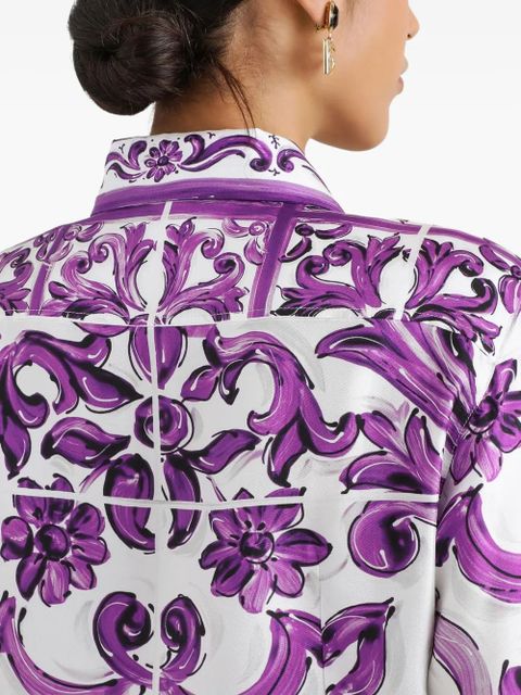 Dolce & Gabbana Majolica-print silk shirt - Purple