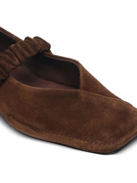 ALOHAS square-toe ruched ballet flats - Brown