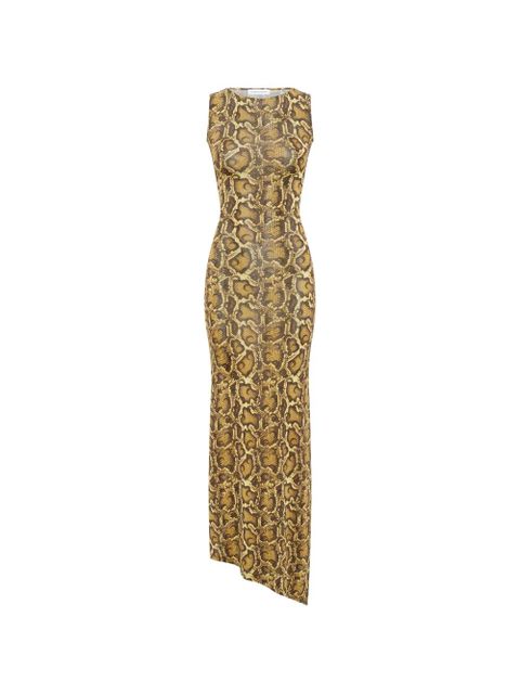 Marine Serre python-print asymmetrical dress - Yellow - zdjęcie produktu nr 1