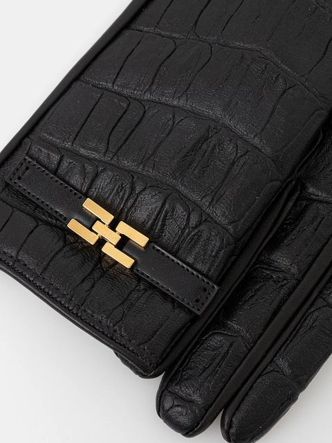 Elisabetta Franchi rękawiczki skórzane damskie kolor czarny GU05R56E2 - zdjęcie produktu nr 2