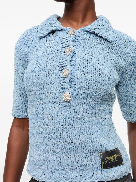 GANNI knitted polo shirt - Blue - zdjęcie produktu nr 2