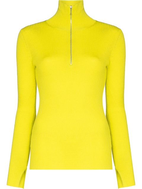 GANNI ribbed half-zip jumper - Green - zdjęcie produktu nr 1