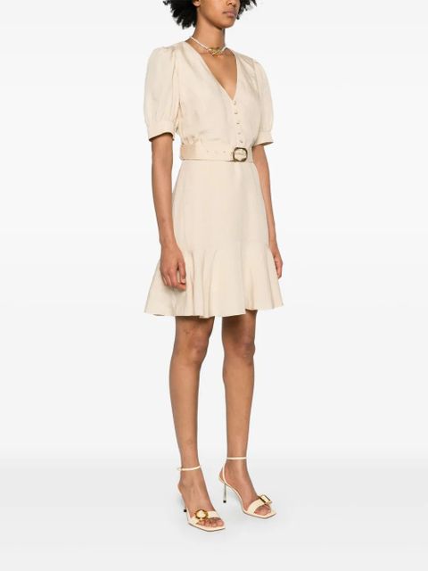 TWINSET puff-sleeves flared midi dress - Neutrals