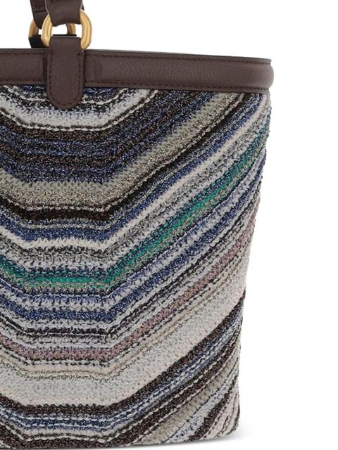 Missoni chevron-knit leather-trim shoulder bag - Blue