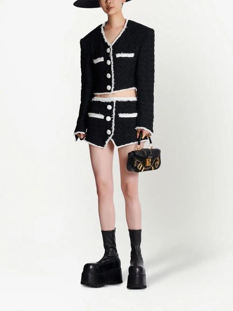 Balmain V-neck cropped tweed jacket - Black - zdjęcie produktu nr 2