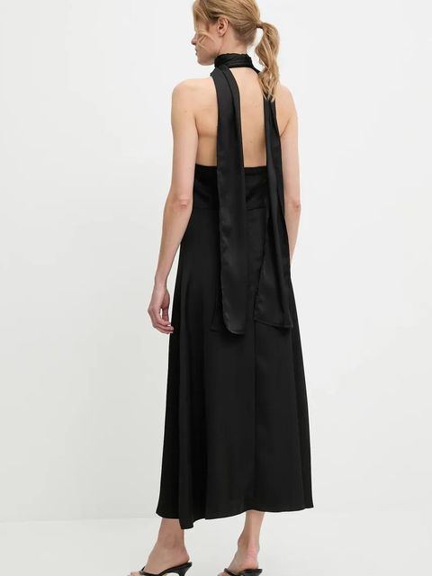 Answear.LAB sukienka kolor czarny maxi rozkloszowana