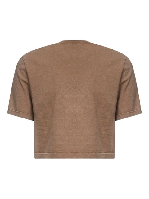 FENDI embossed-logo cropped T-shirt - Brown - zdjęcie produktu nr 2