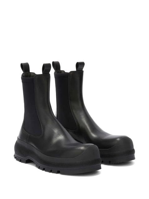 Jil Sander logo-embossed leather boots - Black
