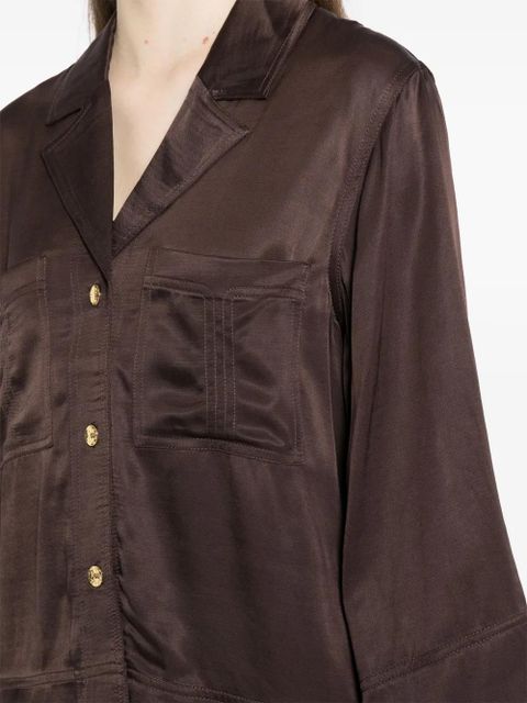 GANNI washed satin cropped shirt - Brown