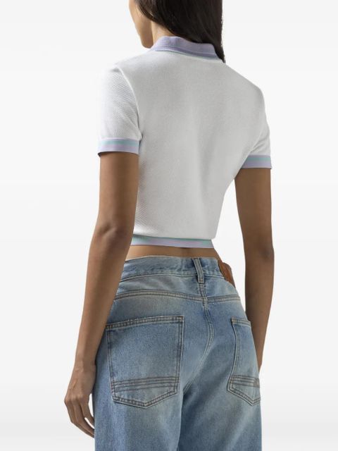 GCDS logo-trim polo top - White