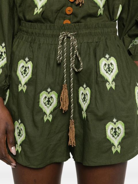 FARM Rio embroidered drawstring shorts - Green