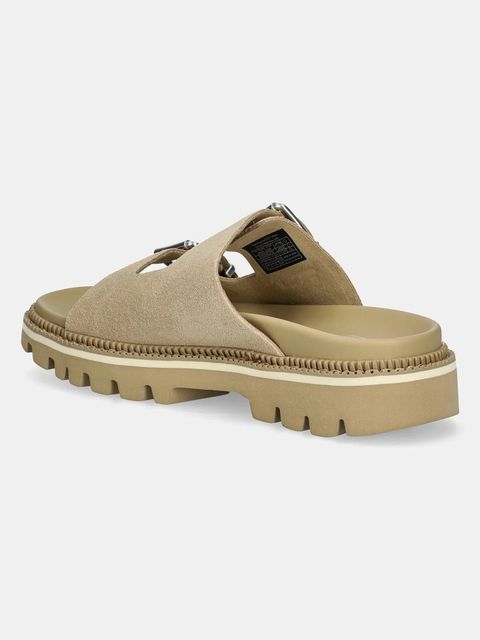 Tommy Jeans klapki zamszowe DOUBLE STRAP SANDAL SUEDE