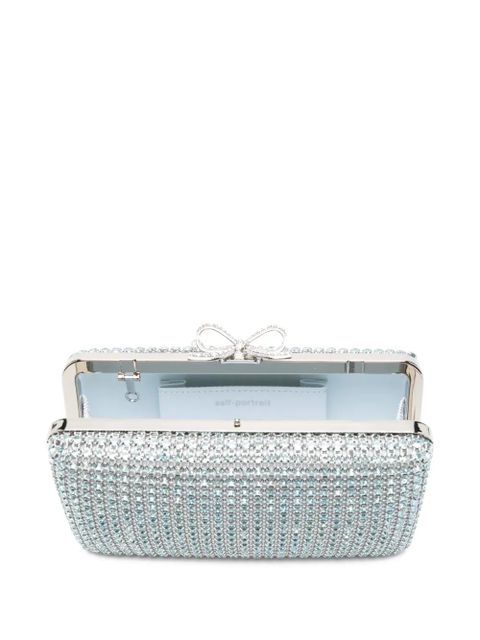 Self-Portrait Chainmail embellished clutch bag - Blue