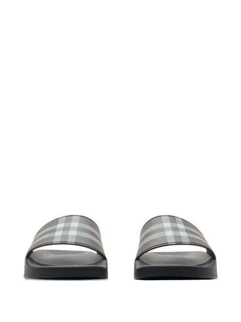 Burberry check-print flat slides - Brown
