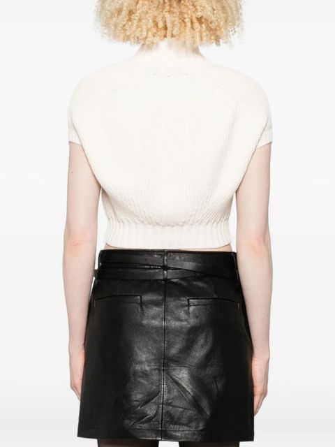 Sportmax Balloon mock-neck knitted top - White