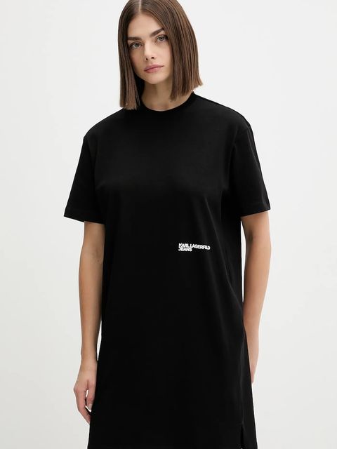 Karl Lagerfeld Jeans sukienka bawełniana kolor czarny mini oversize A4W13054