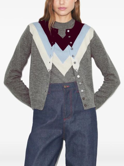 Tory Burch chevron wool cardigan - Grey