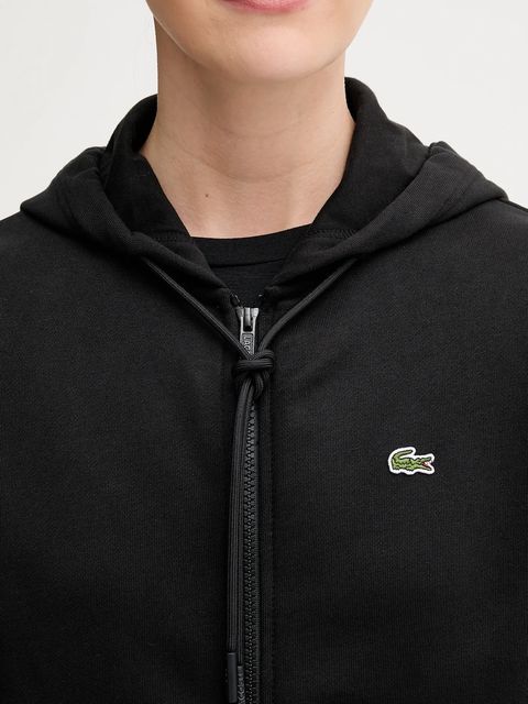 Lacoste bluza bawełniana damska kolor czarny z kapturem gładka SF5256 - zdjęcie produktu nr 2